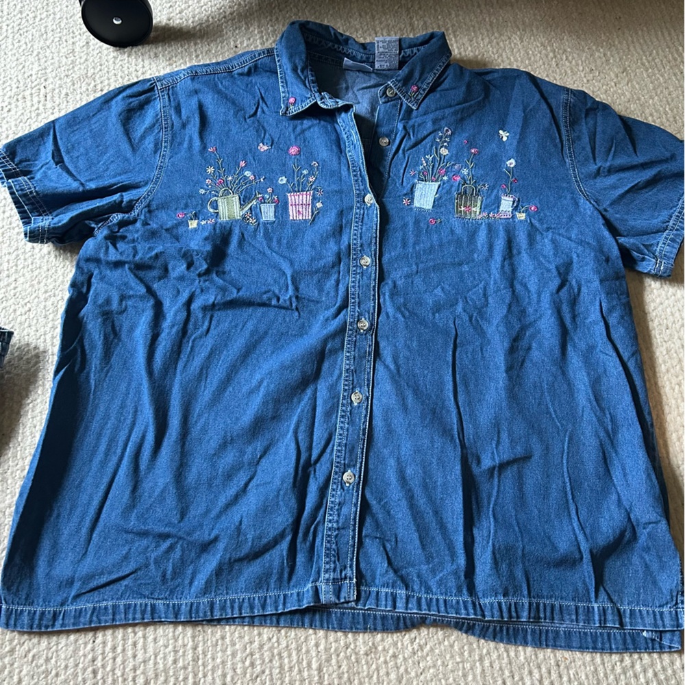 Bobbie Brooks Embroidered Denim Top